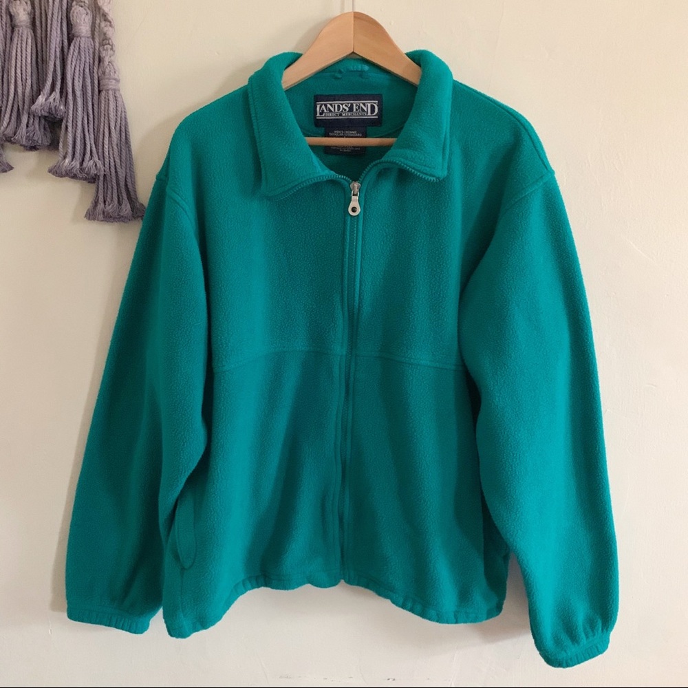Vintage Lands End fleece zip up jacket unisex - Picture 2 of 8